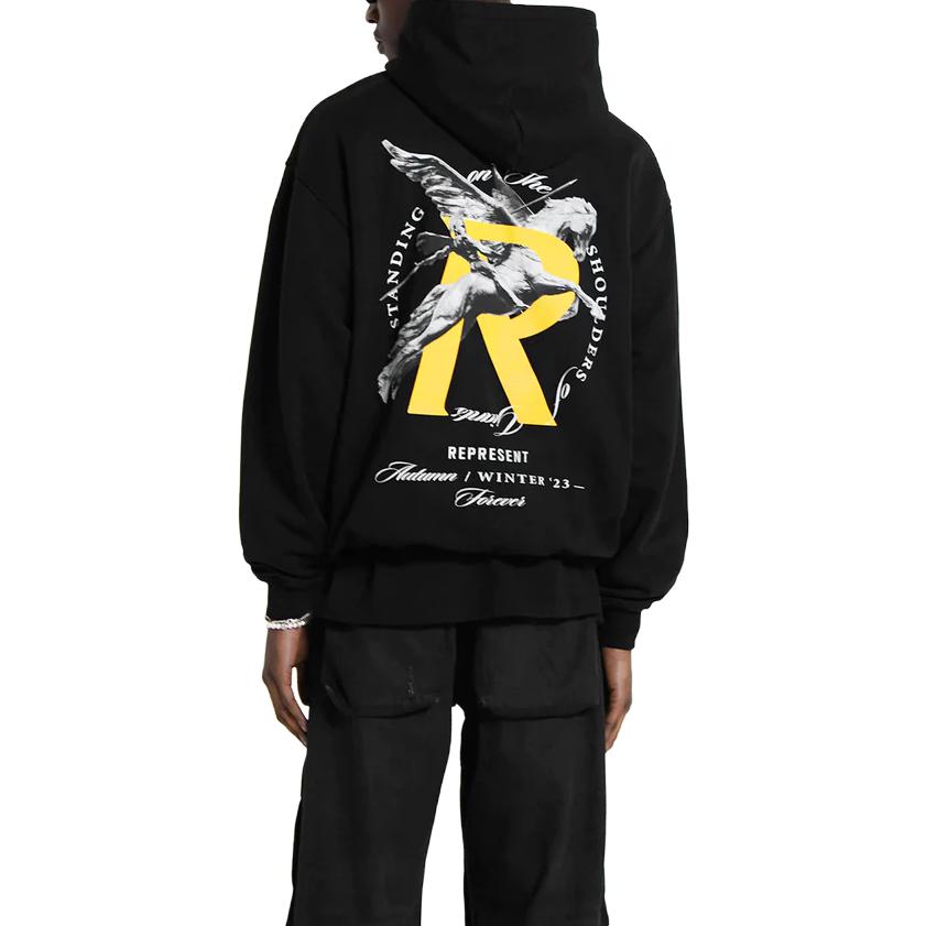 Purchase REPRESENT レターグラフィックプリントルーズフィットフーディー ブラック MH4021-01