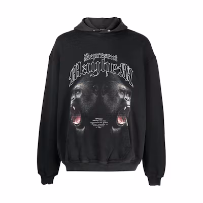 Represent Letter Graphic Printed Hoodie Black - MH400703-BLACK