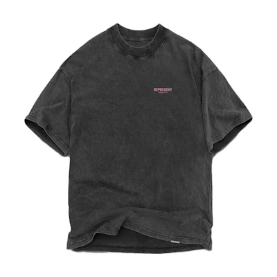 REPRESENT Letter Print Crewneck Short Sleeve T-Shirt Dark Gray. MT4007-455