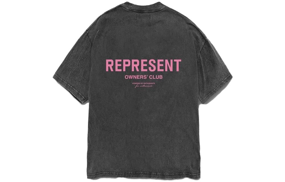 Lookbook REPRESENT レタープリント クルーネック 半袖 Tシャツ ダークグレー. MT4007-455