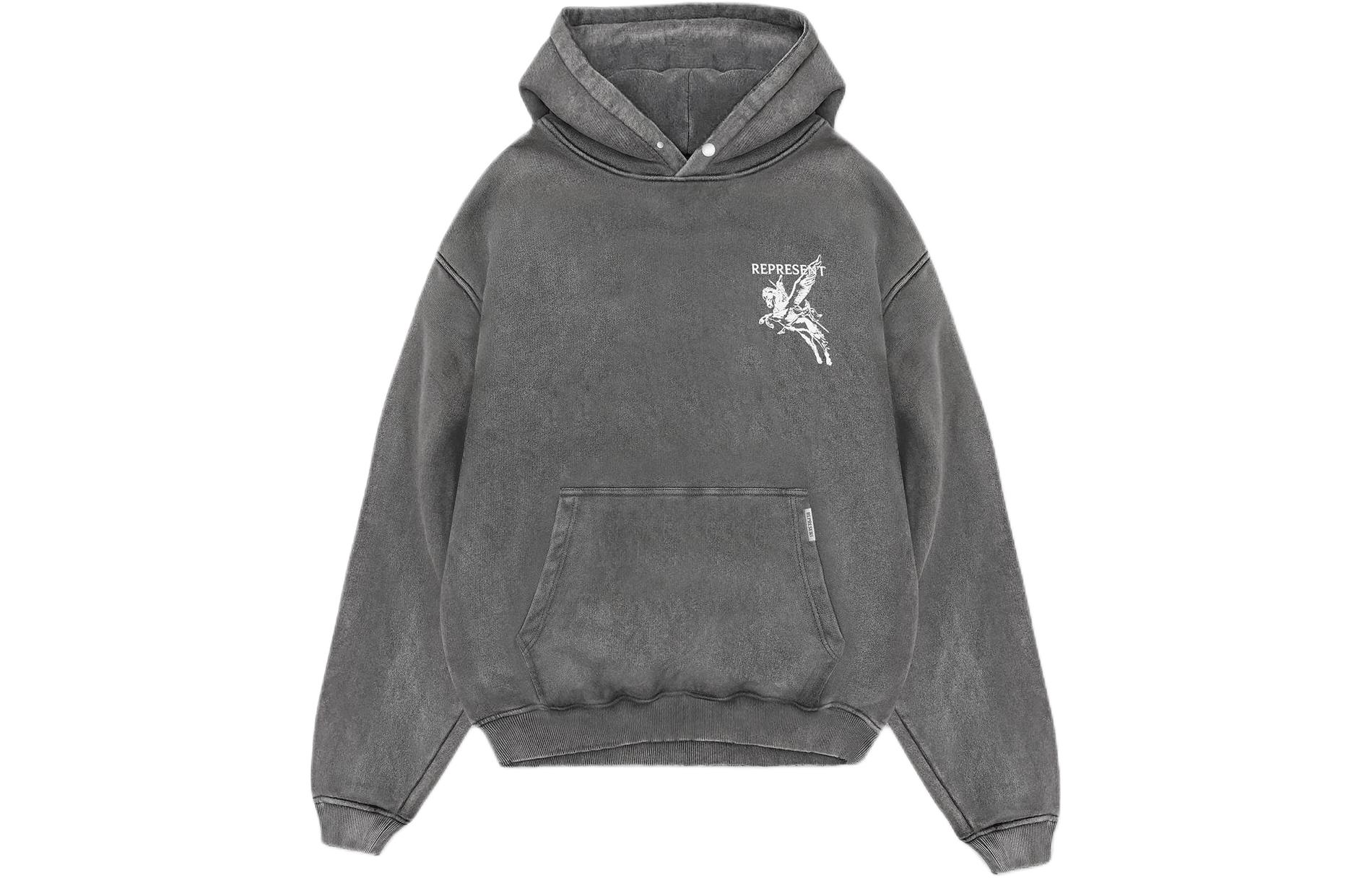 Represent Letter Print Hoodie Long Sleeve Grey MH4020-20