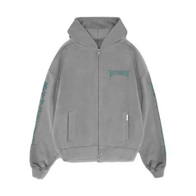 Represent Letter Print Zip-Up Hoodie Gray MH4028-119