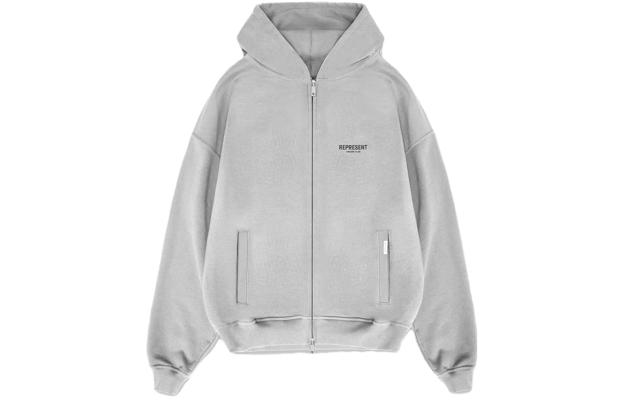 Represent Letter Print Zip-Up Hoodie Grey - Long Sleeve MH4039-302