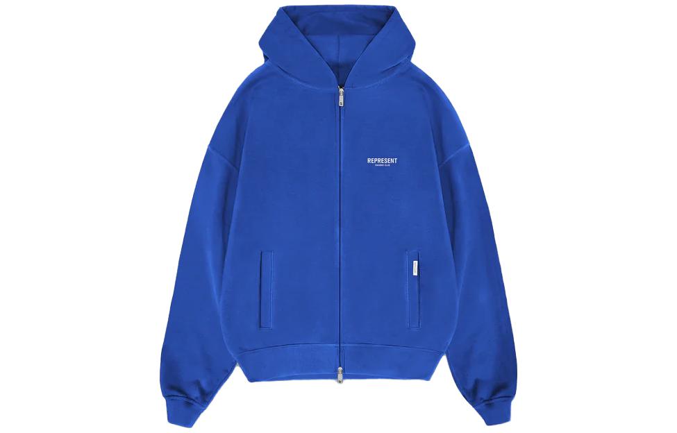 Represent Letter Print Zip Hoodie Blue MH4039-109