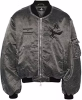 Represent Logo Embroidered Ribbed Hem Bomber Jacket Dark Gray MLM133-01 Represent Logo Embroidered Ribbed Hem Bomber Jacket Dark Gray MLM133-01
