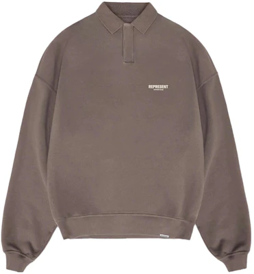 Represent Logo Graphic Loose Fit Long-Sleeve Polo Sweatshirt Brown (Men) MS4024-292 Buy Represent Logo Graphic Loose Fit Long-Sleeve Polo Sweatshirt Brown (Men) MS4024-292