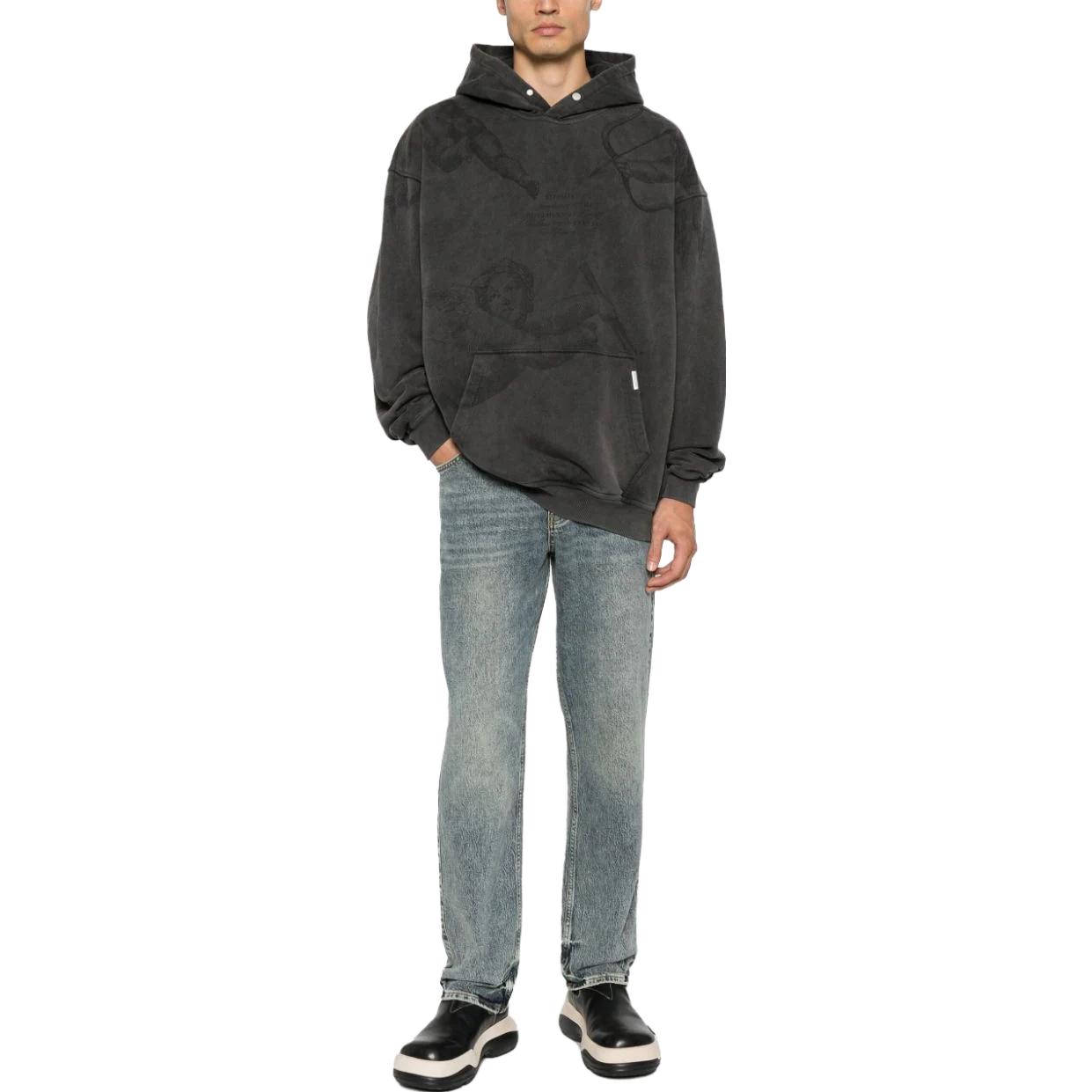 Lookbook REPRESENT 男士Logo印花连帽衫 - 深灰色 MH4015-20