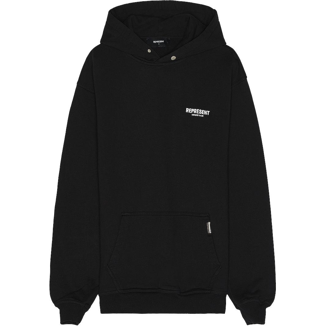 Represent Logo Letter Print Pullover Hoodie Black Long Sleeve REPR-MK8