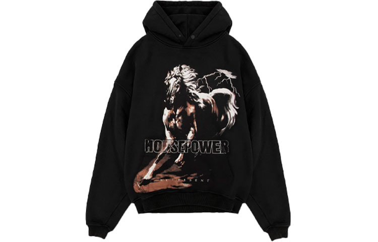 Represent Logo Oversized Horse Graphic Sweatshirt Men’s Black M04147-01