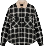 REPRESENT Logo Plaid Sherpa-Lined Jacket Black for Men. M06050-01 REPRESENT Logo Plaid Sherpa-Lined Jacket Black for Men. M06050-01
