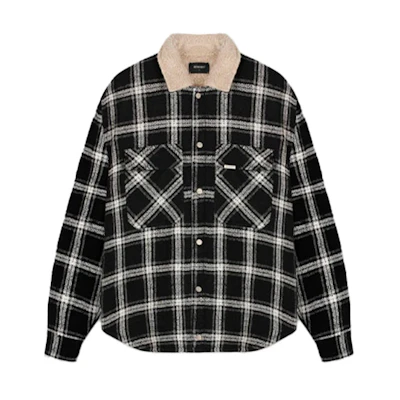 REPRESENT Logo Plaid Sherpa-Lined Jacket Black for Men. M06050-01