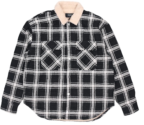 REPRESENT Logo Plaid Sherpa-Lined Jaket Hitam Lelaki. M06050-01 Lookbook REPRESENT Logo Plaid Sherpa-Lined Jaket Hitam Lelaki. M06050-01