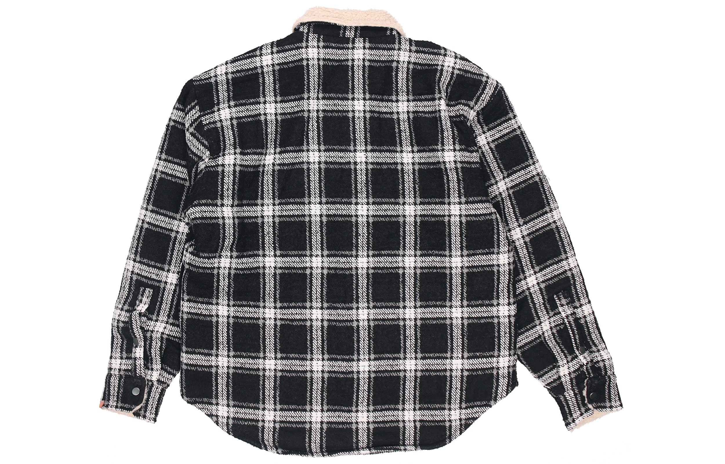 Shop REPRESENT Logo Plaid Sherpa-Lined Jaket Hitam Lelaki. M06050-01