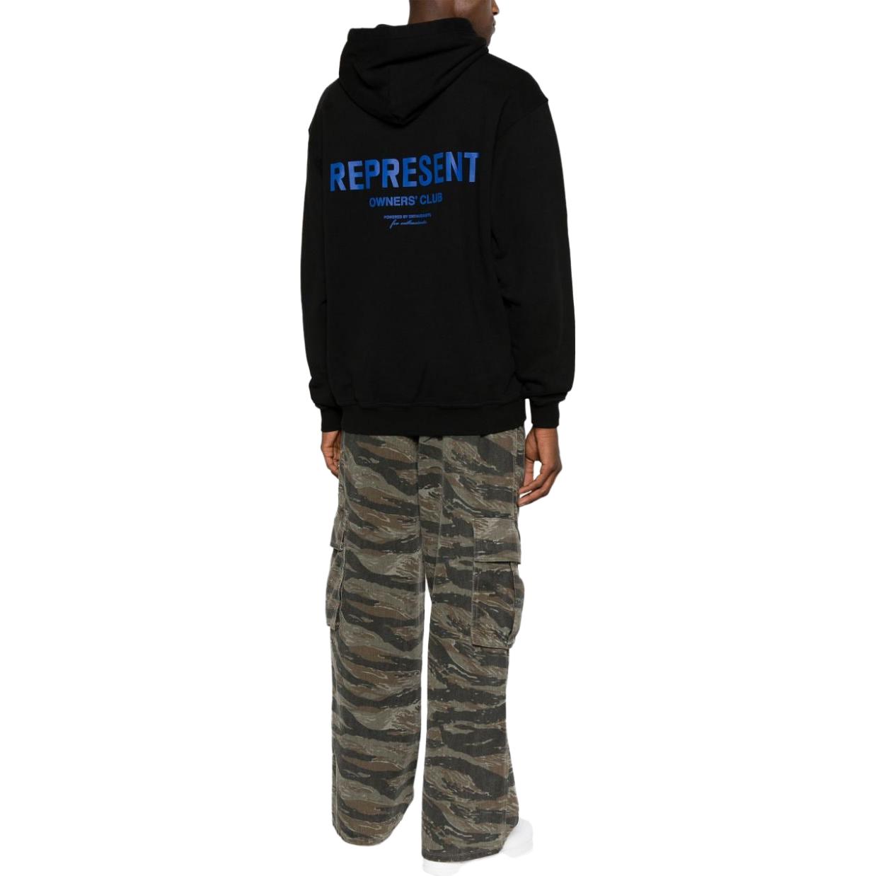 Shop REPRESENT Logo Cetakan Hoodie Hitam Lengan Panjang Pullover MH4004-330
