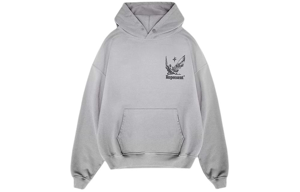Represent Logo Print Hoodie Grey MLM411-480