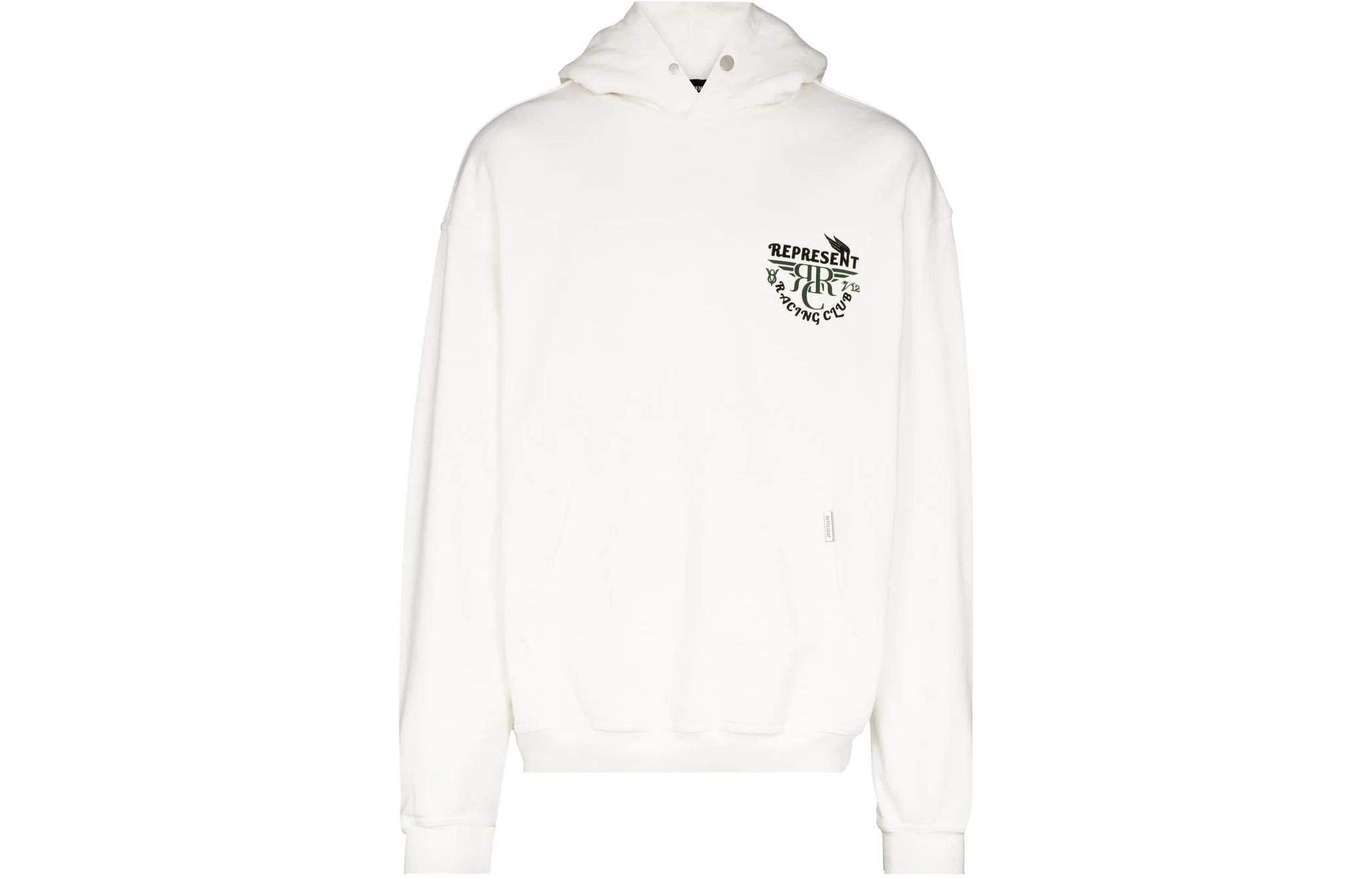Represent Logo Print Hoodie White - M0419172-72
