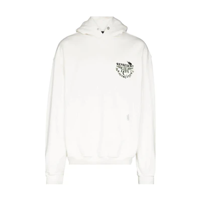 Represent Logo Print Hoodie White - M0419172-72