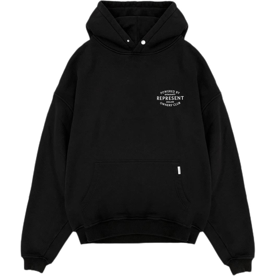 Represent Logo Print Oversized Hoodie Black Long Sleeve Pullover OCM41240-001