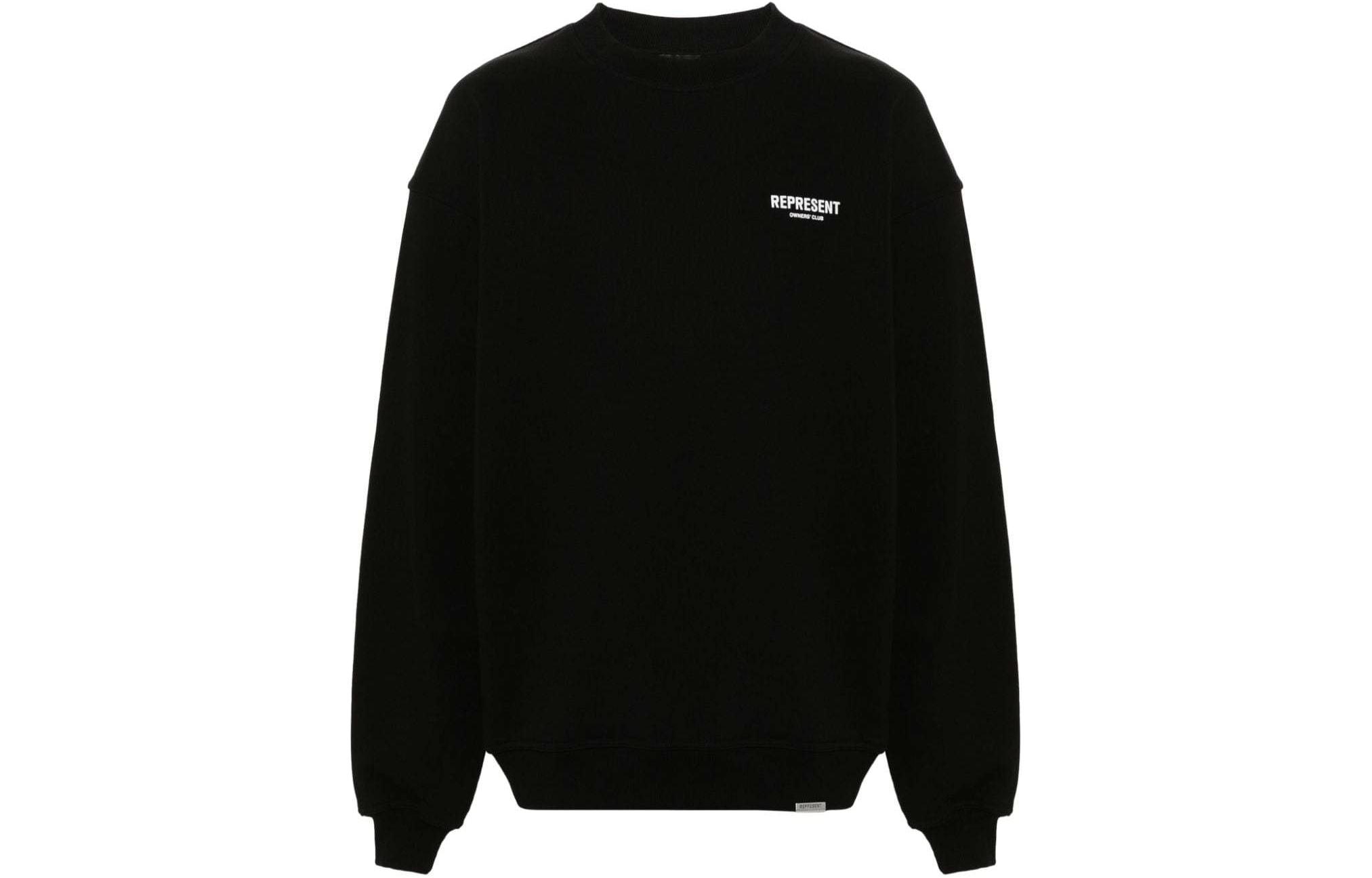 Order Represent Logo Print Oversized Knit Texture Sweatshirt Black OCM410-01