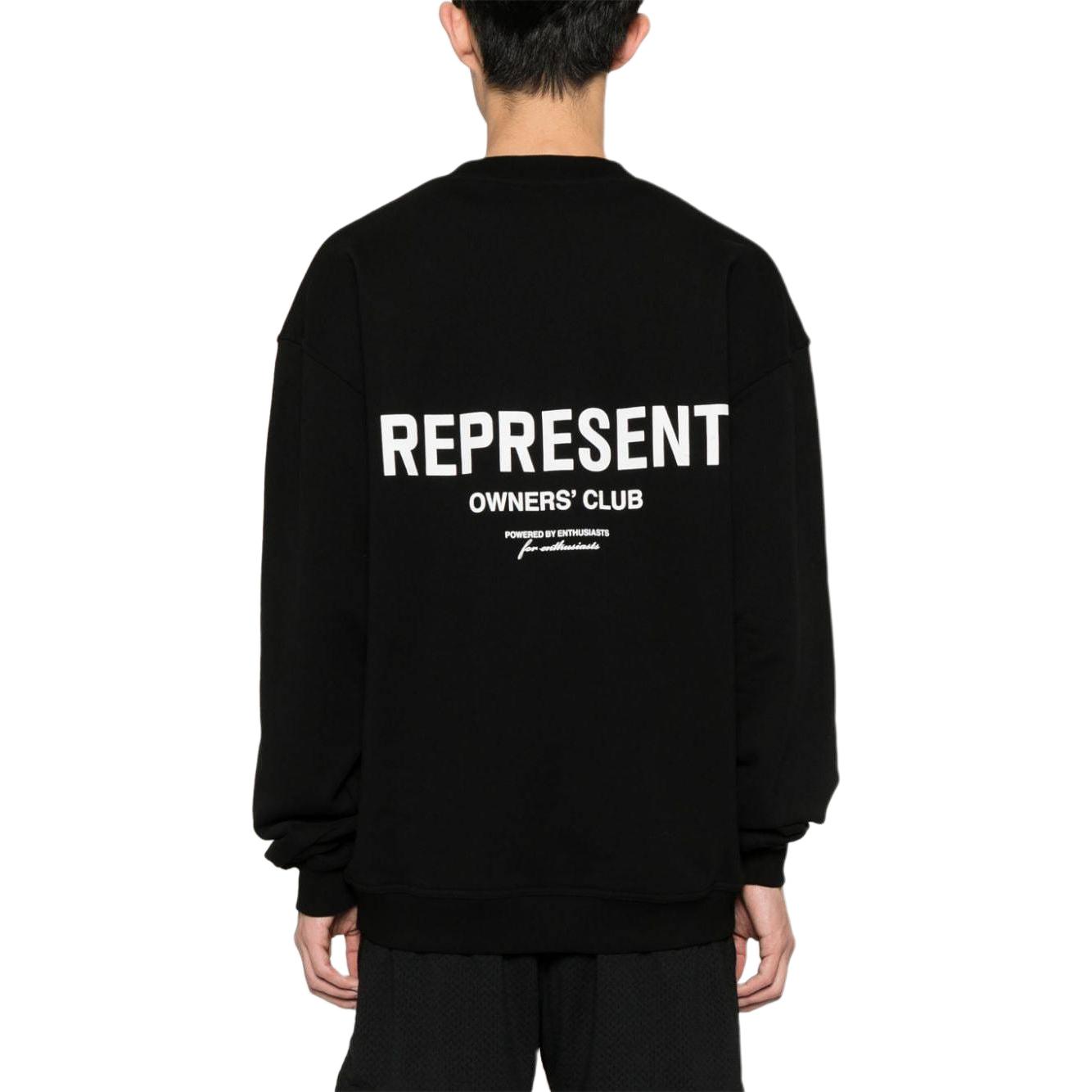 Shop Represent Logo Print Oversized Knit Texture Sweatshirt Black OCM410-01