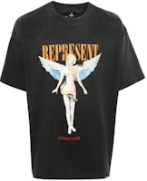 REPRESENT Logo Print Ribbed Trim Short Sleeve T-Shirt Black - Fashion Tee MLM434-444 REPRESENT Logo Print Ribbed Trim Short Sleeve T-Shirt Black - Fashion Tee MLM434-444