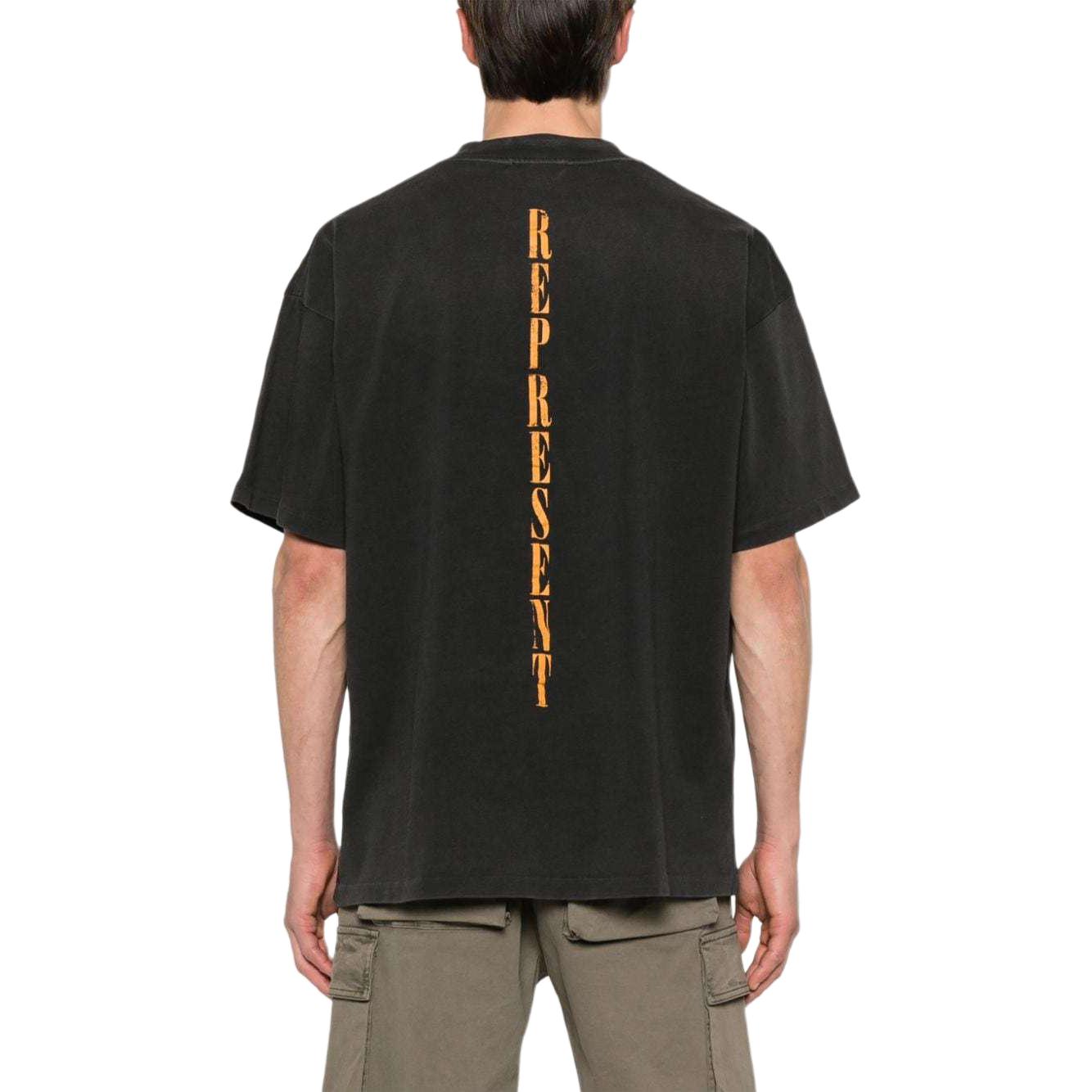 Shop リプレゼント ロゴプリント リブトリム 半袖Tシャツ ブラック - ファッションティー MLM434-444