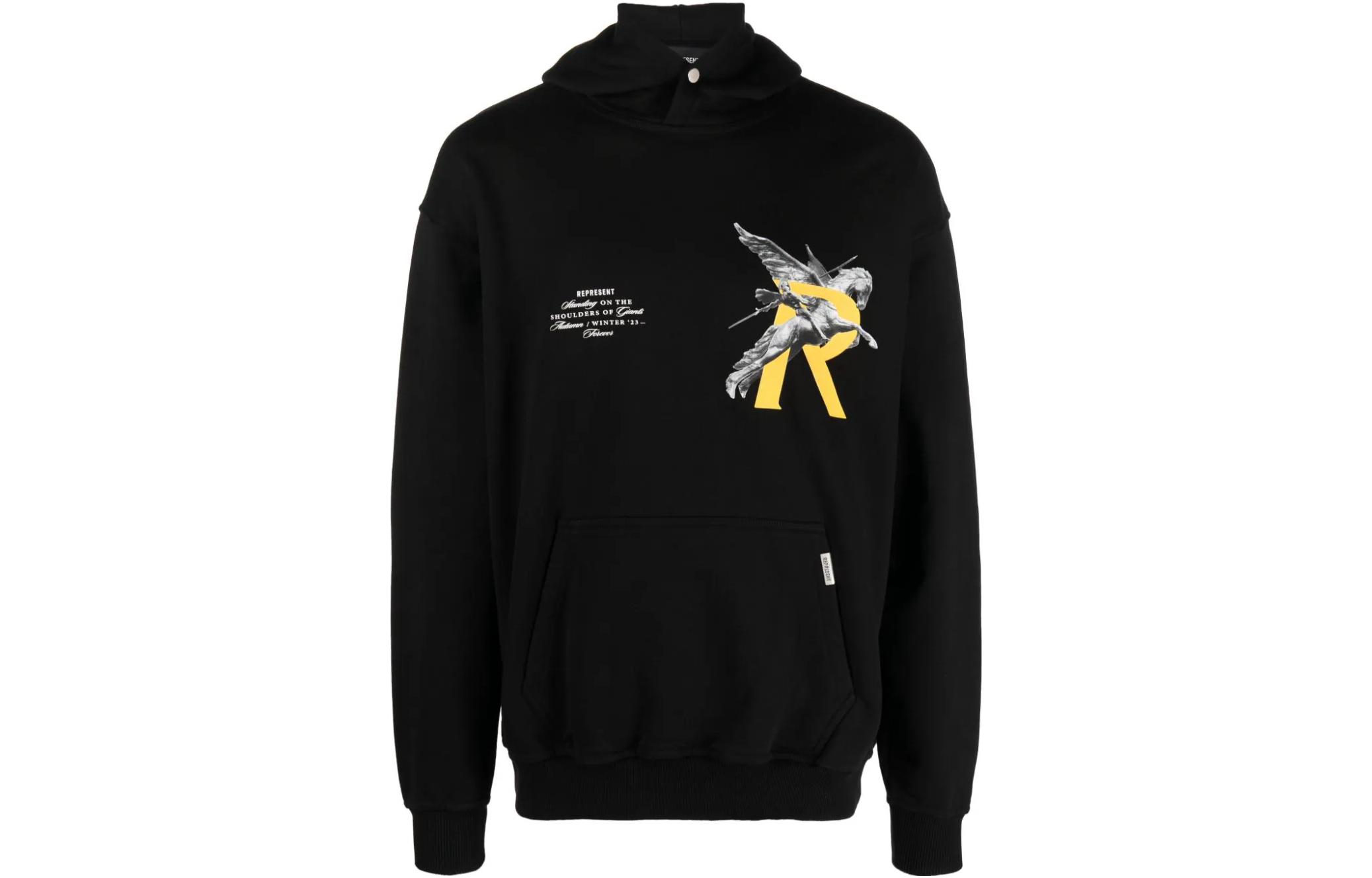 Represent Logo Printed Hoodie Black - MH402101-BLACK