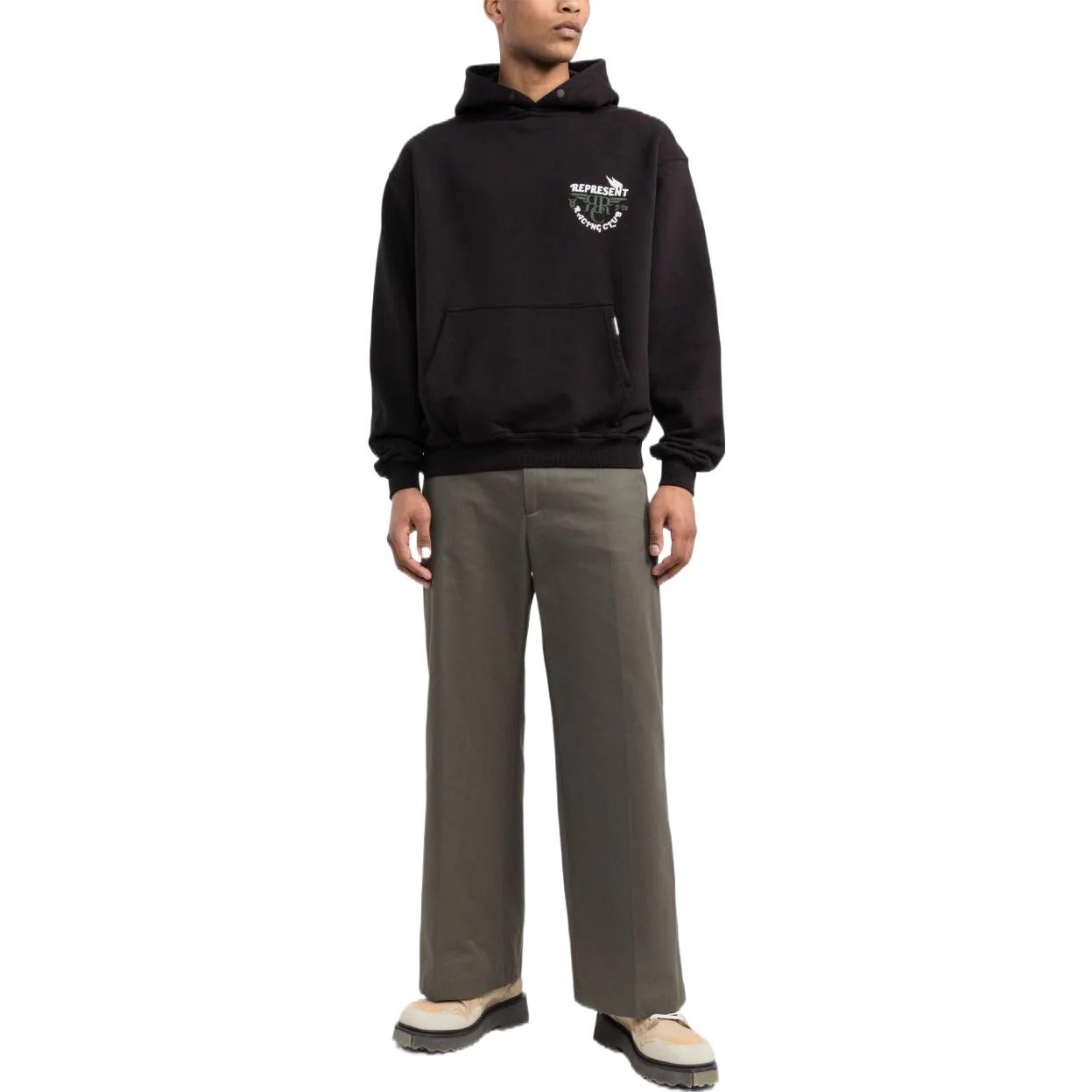 Lookbook Represent Logo Printed Hoodie Black Long Sleeve M04191-01