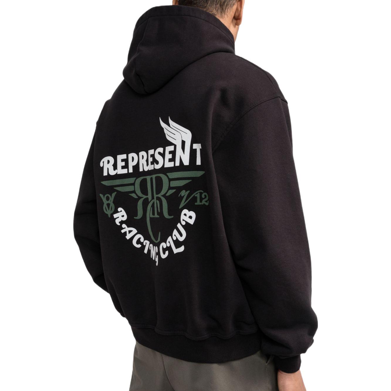 Shop Represent Logo Printed Hoodie Black Long Sleeve M04191-01