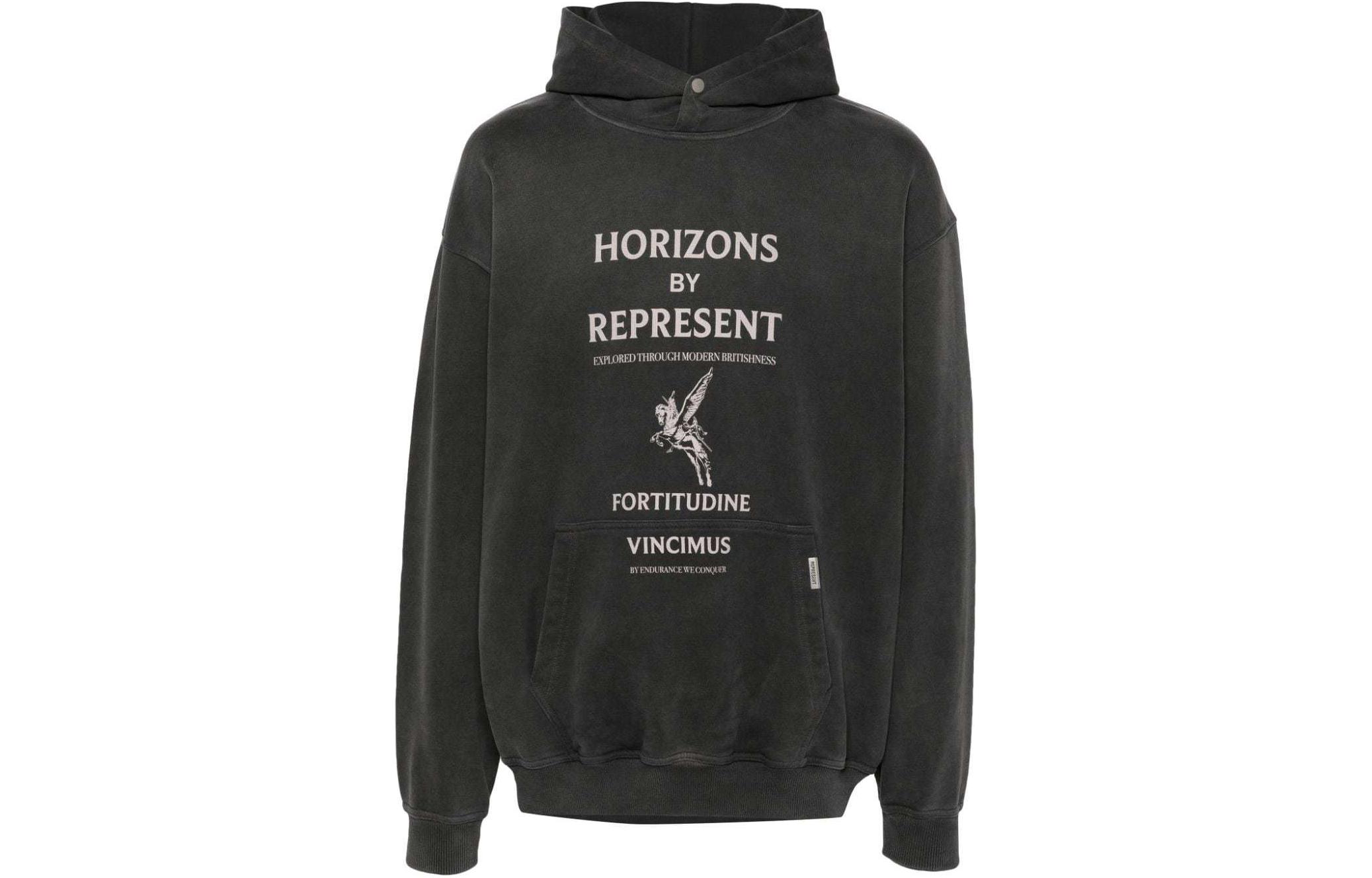 Represent Logo Printed Oversized Hoodie for Men in Smoke Gray MLM414-444