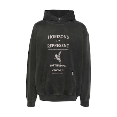 Represent Logo Printed Oversized Hoodie for Men in Smoke Gray MLM414-444
