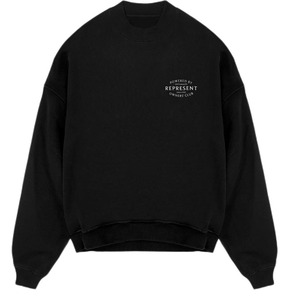 Represent Loose Letter Ribbed Crewneck Sweatshirt Black OCM41427-001