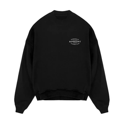 Represent Loose Letter Ribbed Crewneck Sweatshirt Black OCM41427-001