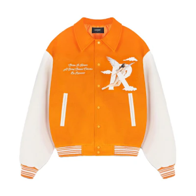 Represent Neon Orange Letter Print Collared Jacket for Men M01222-237