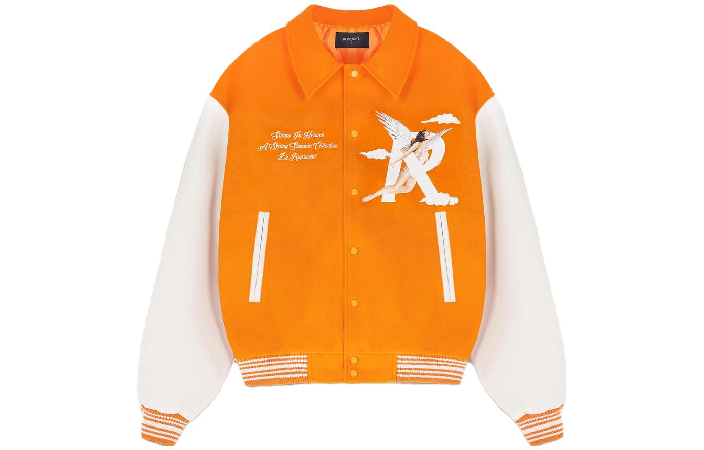 Order Represent Neon Orange Letter Print Collared Jacket for Men M01222-237