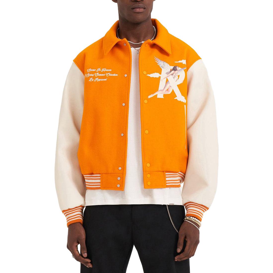 Purchase Represent Neon Orange Letter Print Collared Jacket for Men M01222-237