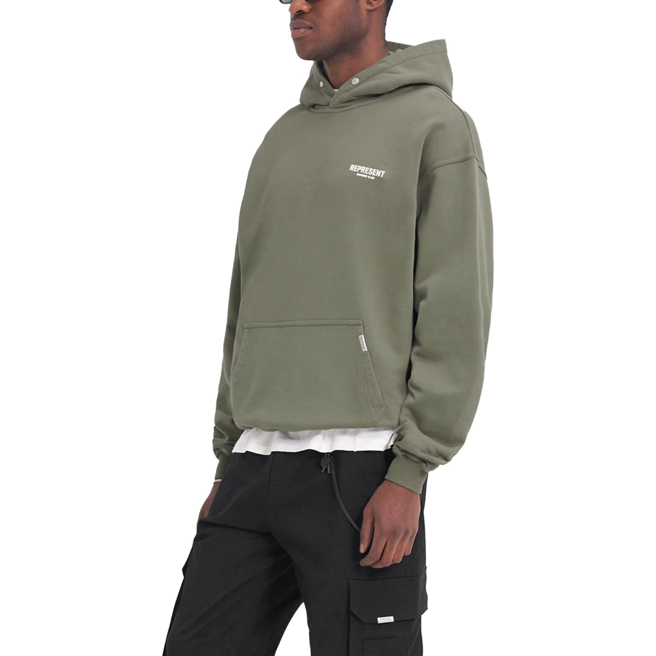 Cheap REPRESENT オリーブグリーン オーバーサイズフーディー 長袖スウェットシャツ MH400407