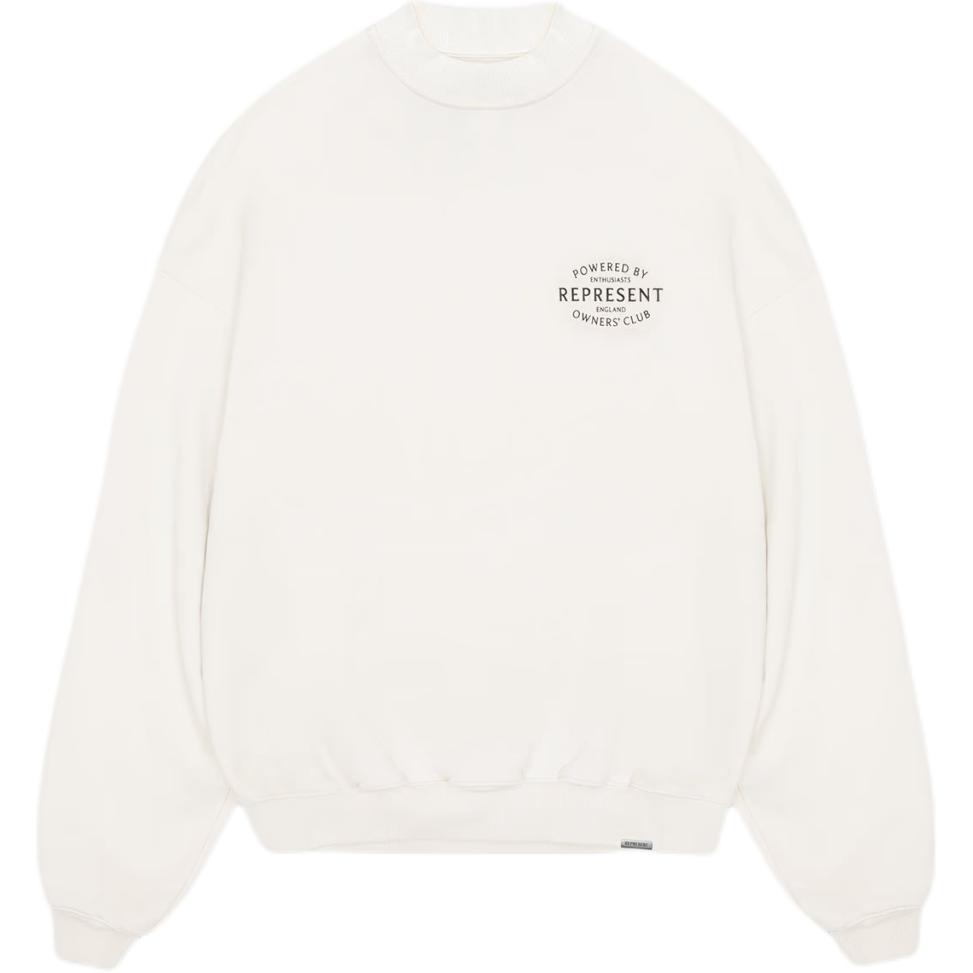 Represent Oversized Lettering Ribbed Crewneck Sweatshirt Pure White OCM41427-072