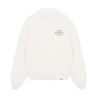 Represent Oversized Lettering Ribbed Crewneck Sweatshirt Pure White OCM41427-072