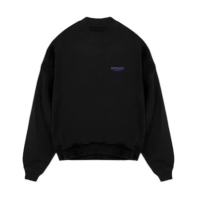 REPRESENT Owners Club Black Crewneck Sweatshirt Letter Print Long Sleeve. MS4002-330