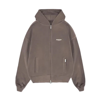 Represent Owners Club Zip Hoodie Graphic Print Loose Fit Grey Brown MH4039-292
