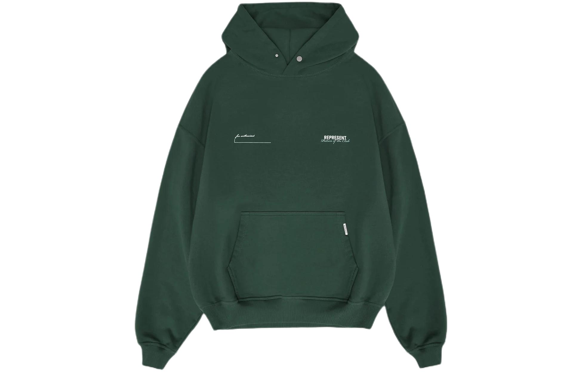 Represent Patron Of The Club Green Hoodie Loose Fit Letter Print MLM4270-386