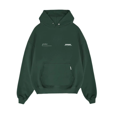 Represent Patron Of The Club Green Hoodie Loose Fit Letter Print MLM4270-386