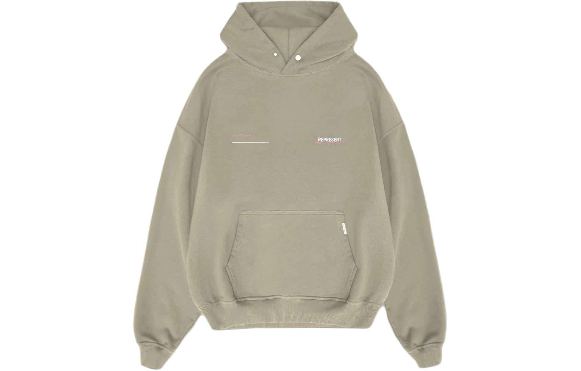 Represent Patron Of The Club Oversized Embroidered Hoodie Khaki Sweatshirt MLM4318-168