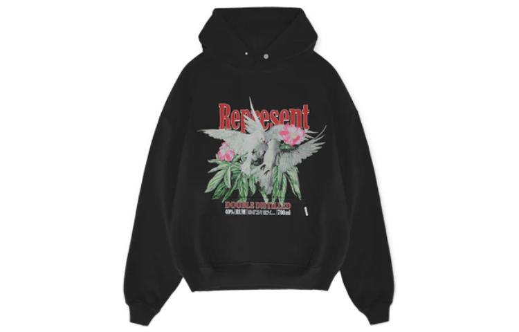 Represent Peace Dove Floral Print Hoodie Black M04284-171