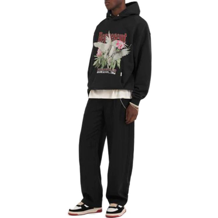 Shop 代表和平鴿花卉印花連帽衫 黑色 M04284-171