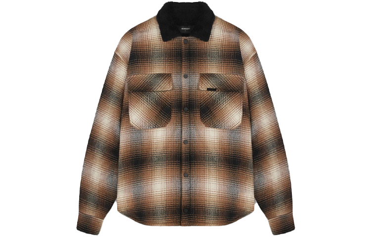 REPRESENT Plaid Fleece Jacket with Shearling Lining and Dual Pockets M06050-04