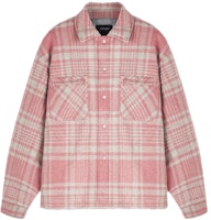 REPRESENT Quilted Flannel Pink Checkered Button-Up Slim Fit Jacket for Men MLM230-470 REPRESENT Quilted Flannel Pink Checkered Button-Up Slim Fit Jacket for Men MLM230-470