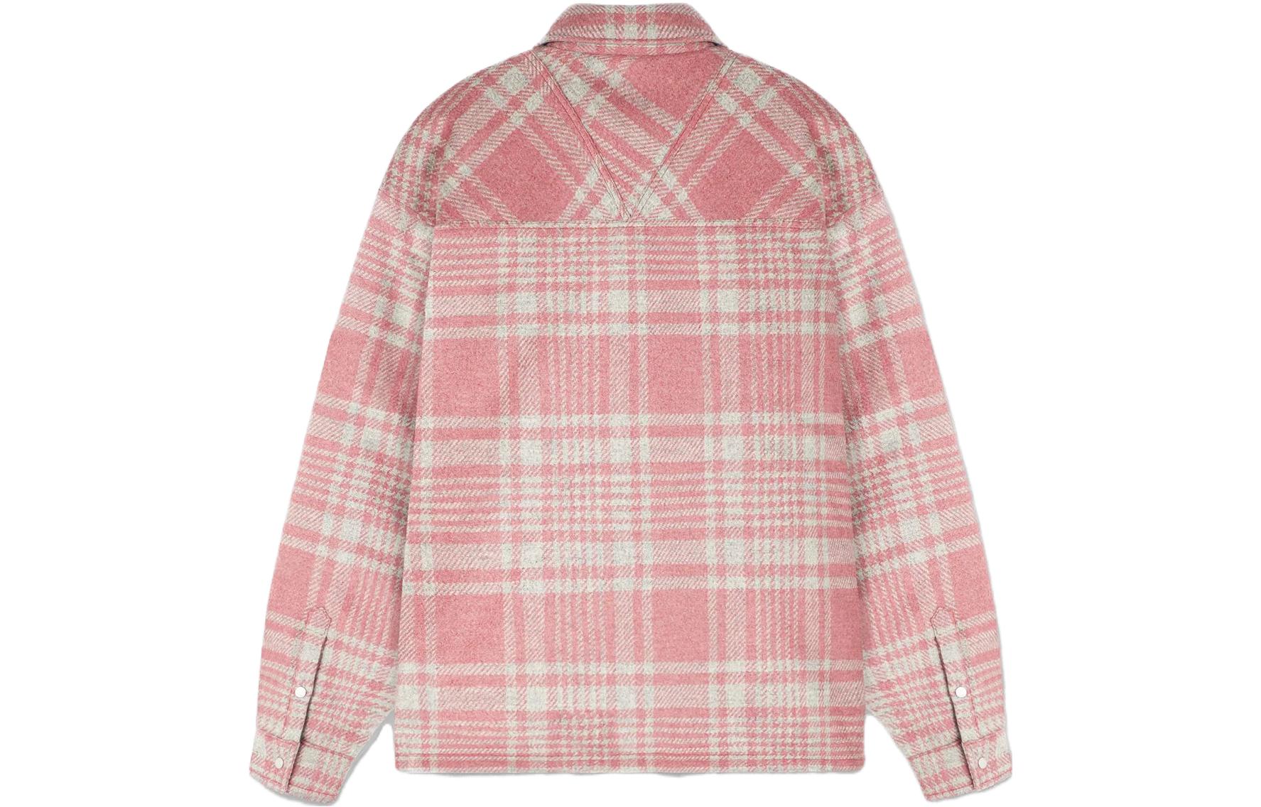 Lookbook REPRESENT Jaket Lelaki Slim Fit Flanel Checkered Pink Berbutang Quilted. MLM230-470