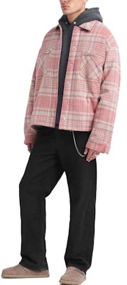 REPRESENT Jaket Lelaki Slim Fit Flanel Checkered Pink Berbutang Quilted. MLM230-470 Details for REPRESENT Jaket Lelaki Slim Fit Flanel Checkered Pink Berbutang Quilted. MLM230-470